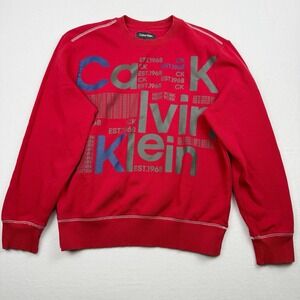Calvin Klein Red Graphic Logo Crewneck Sweatshirt Men's Large L/G